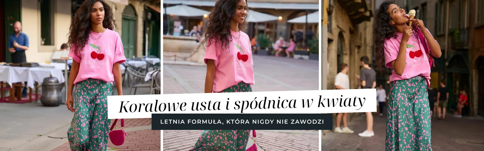 Koralowe usta i spódnica w kwiaty – letnia formuła, która nigdy nie zawodzi