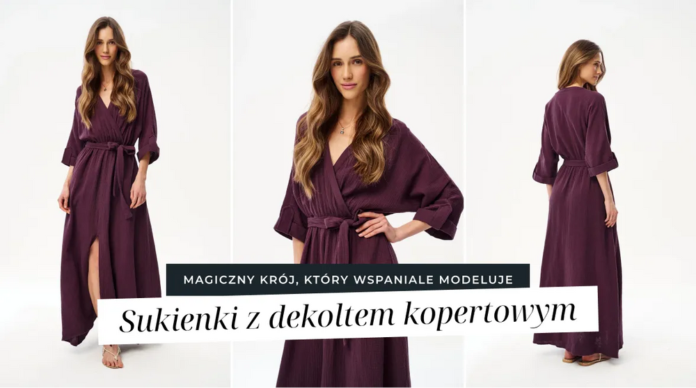 Sukienki z dekoltem kopertowym — magiczny krój, który modeluje proporcje każdej figury