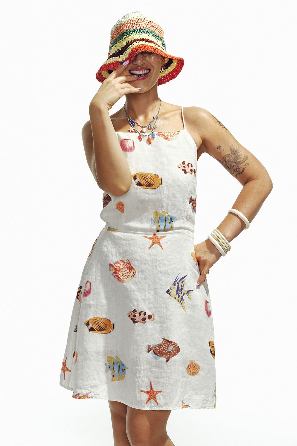 Sukienka lniana mini Something Fishy