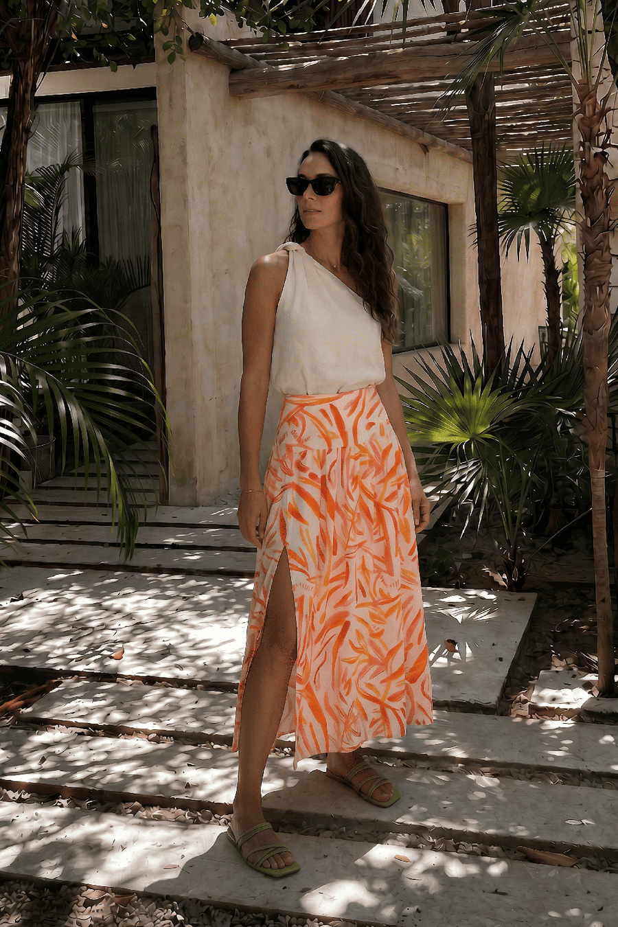 Spódnica midi Burning Petals