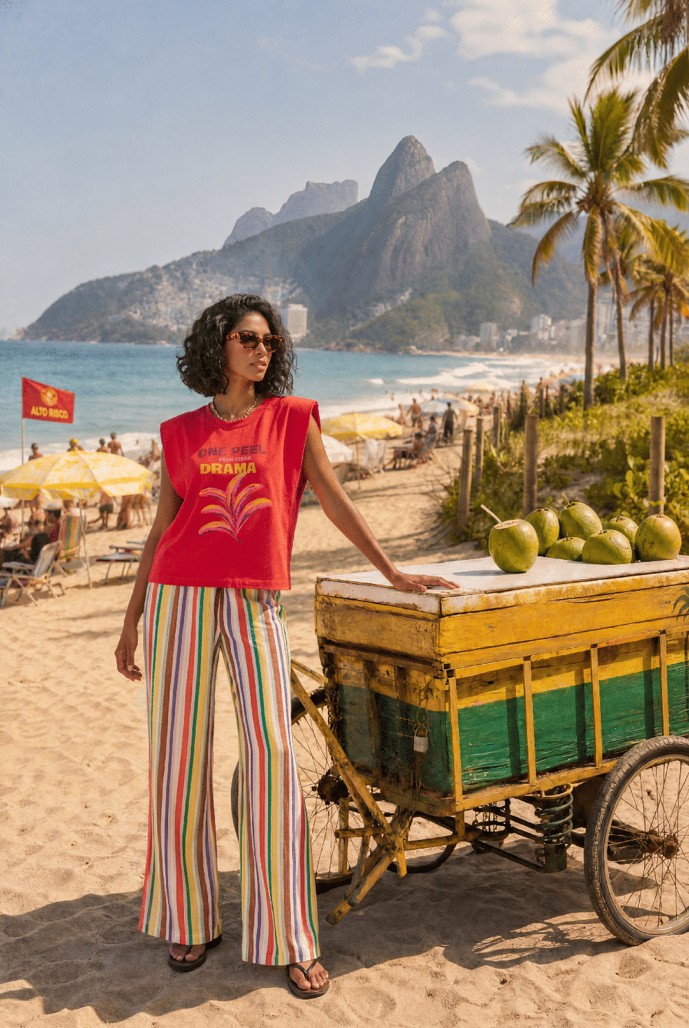 Szerokie spodnie lniane Copacabana
