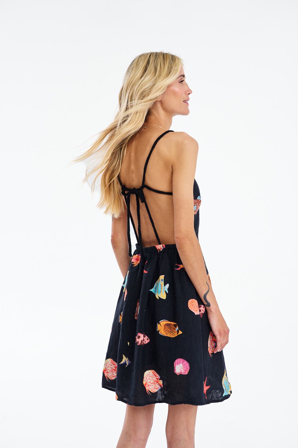 Sukienka lniana mini Dark Waters