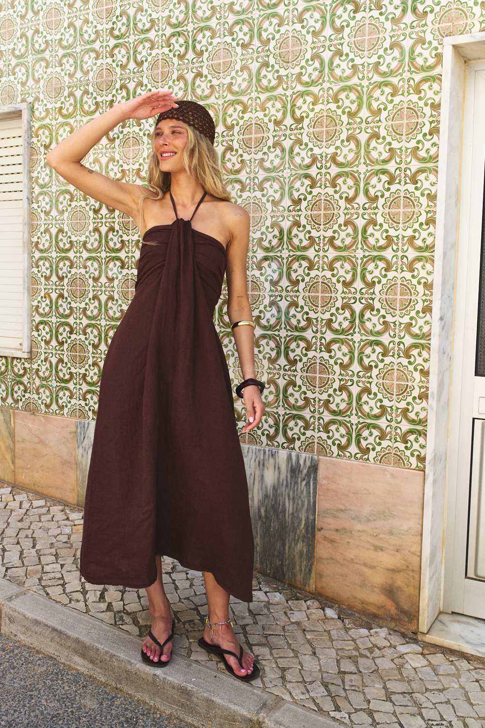 Sukienka lniana Deep Tan