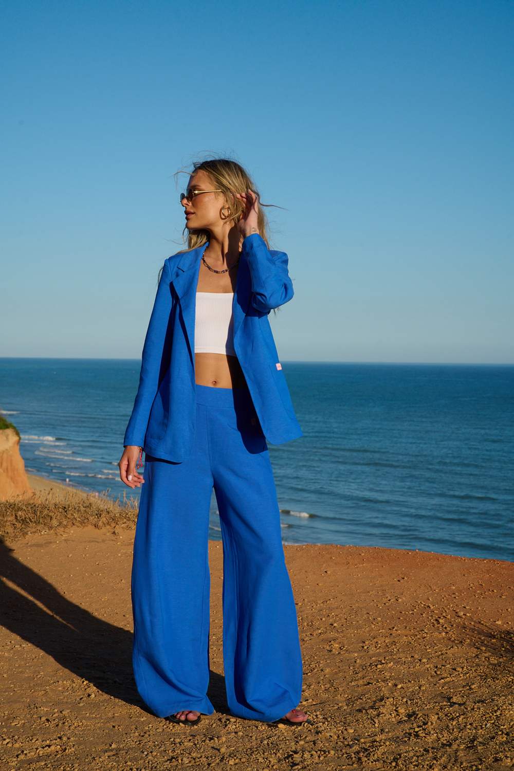 Marynarka z lnem Blue Margarita