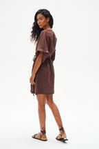 Sukienka lniana mini Marron