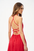 Lniana sukienka midi Cherry Trouble