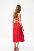Lniana sukienka midi Cherry Trouble