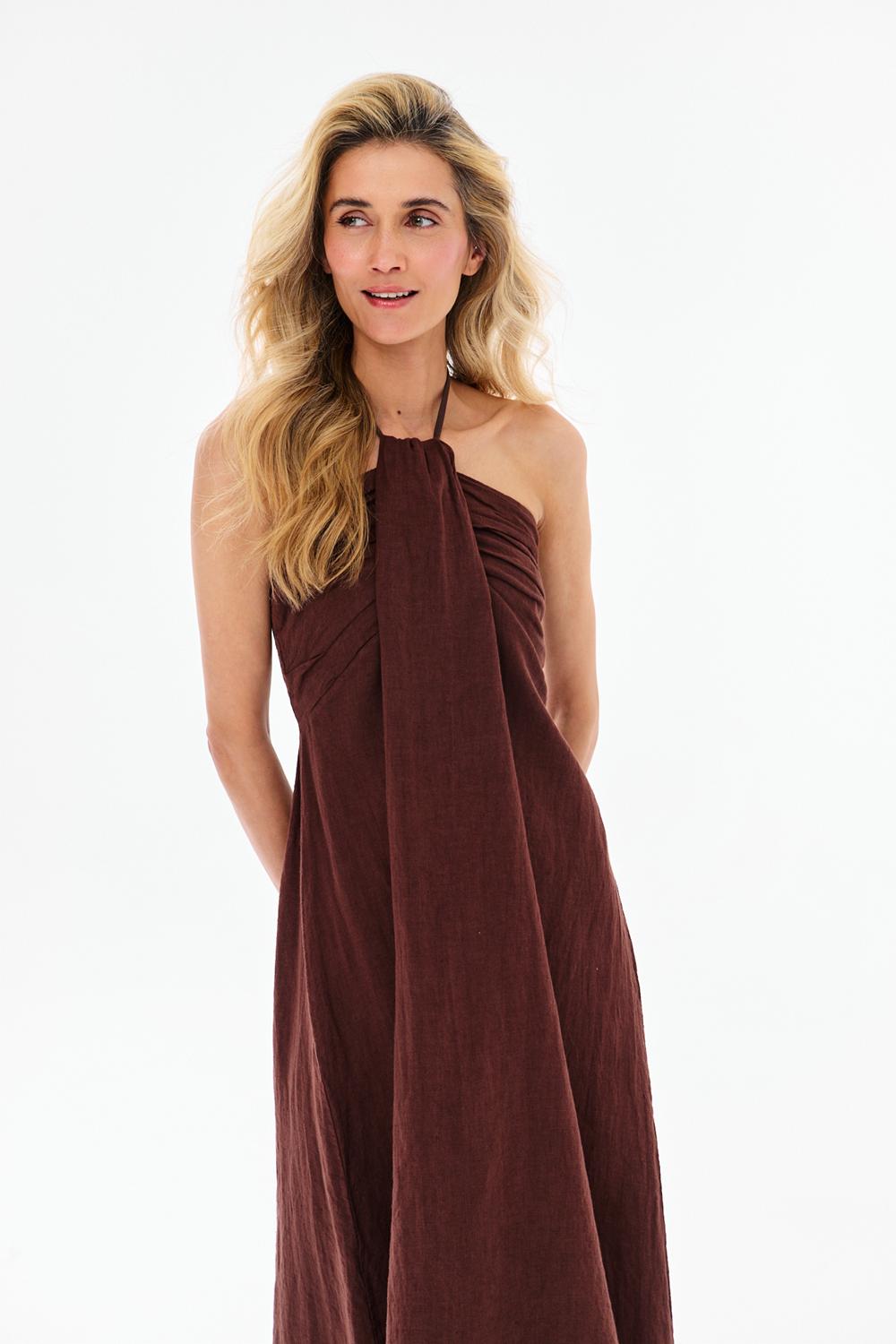 Sukienka lniana Deep Tan