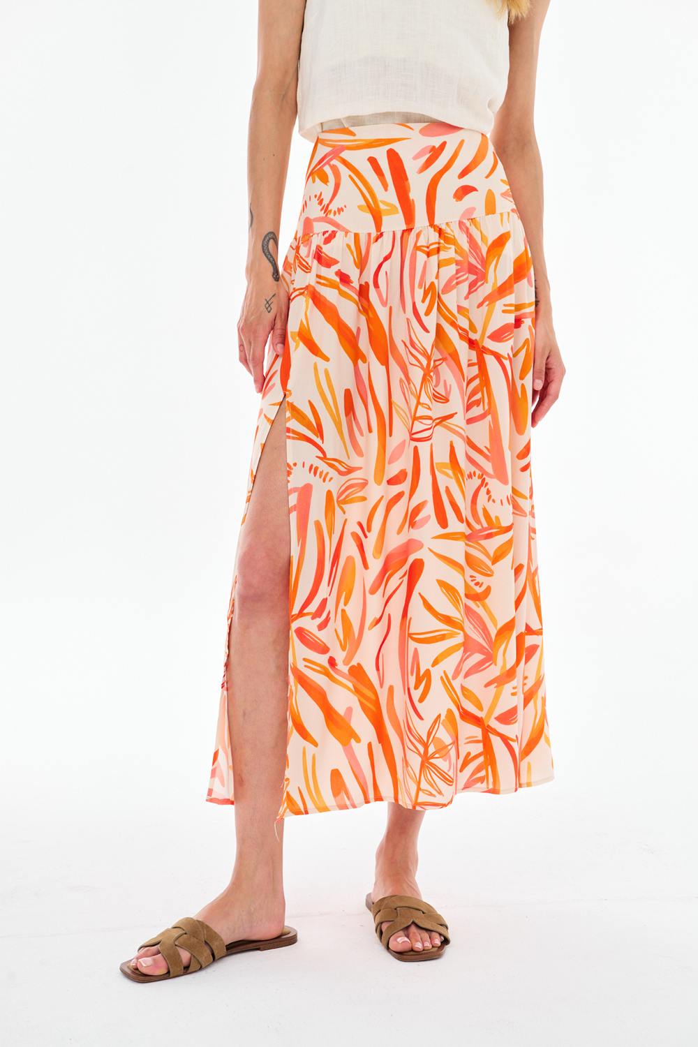 Spódnica midi Burning Petals
