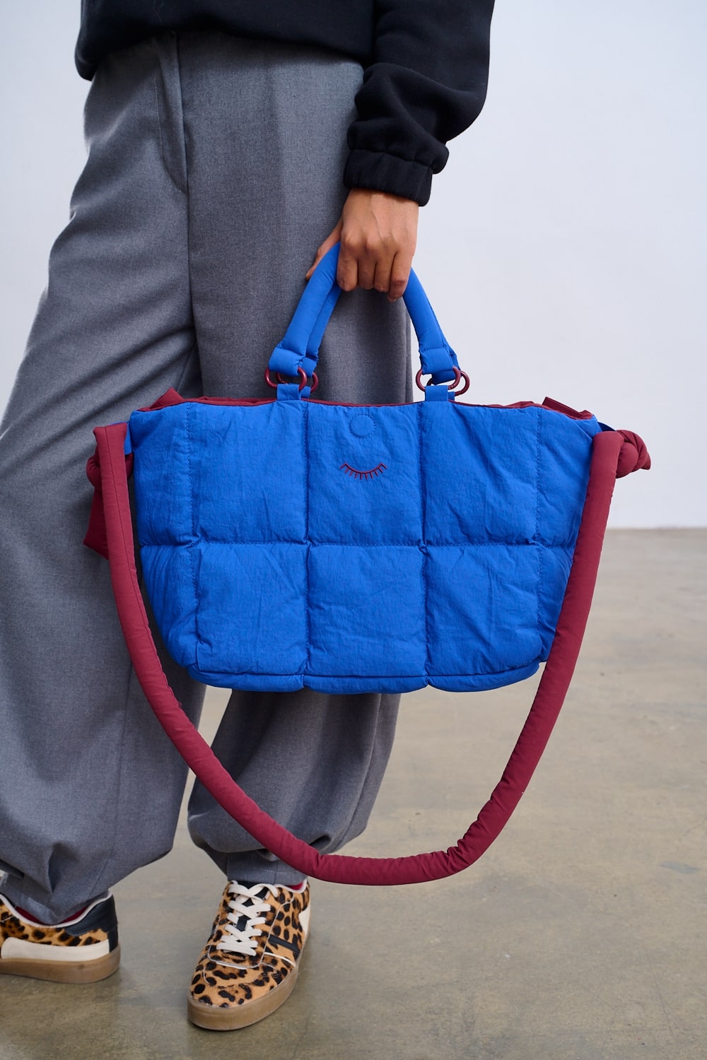 Pikowana torba dwustronna Navy Cloud