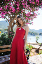 Lniana sukienka midi Cherry Trouble