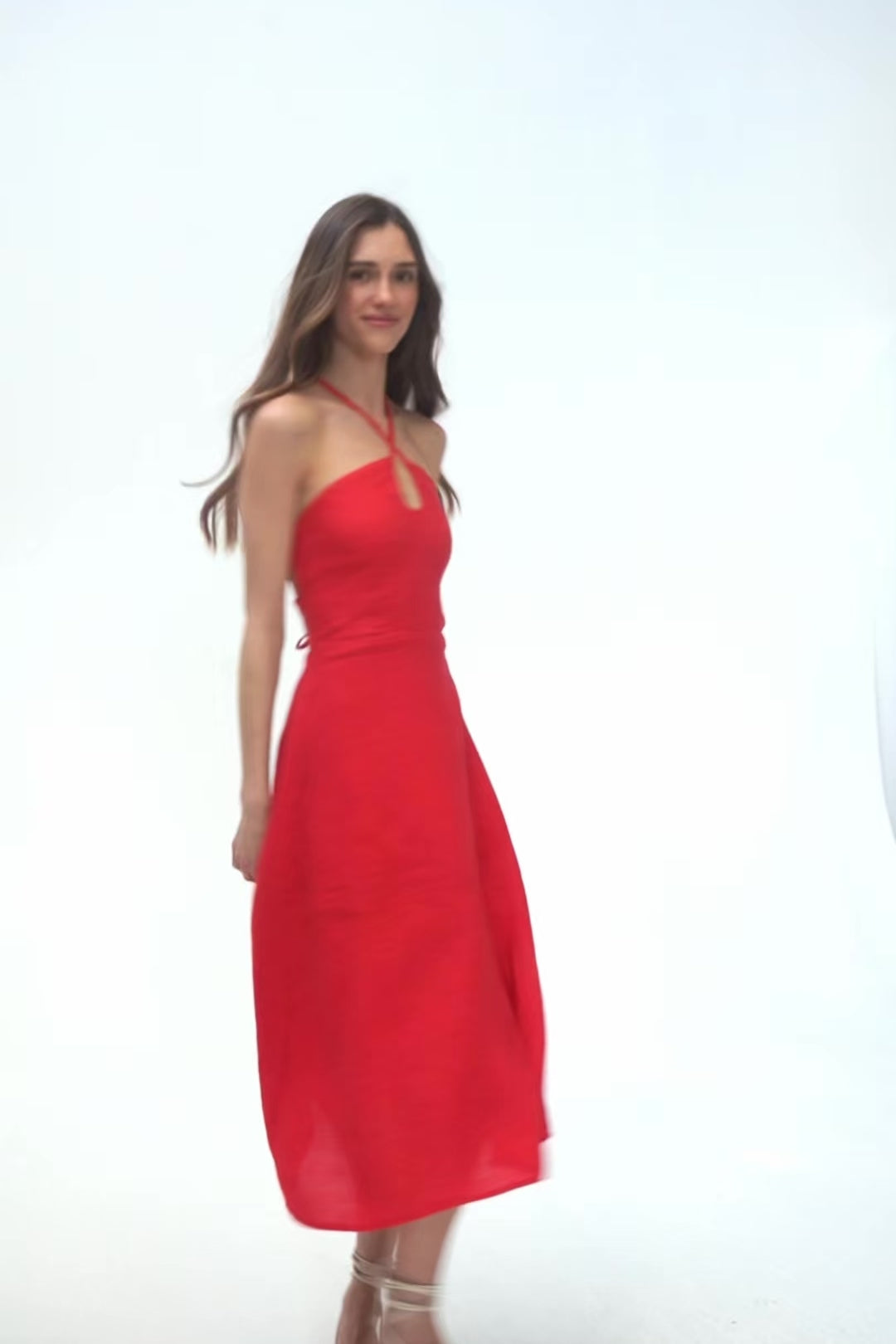 Lniana sukienka midi Cherry Trouble