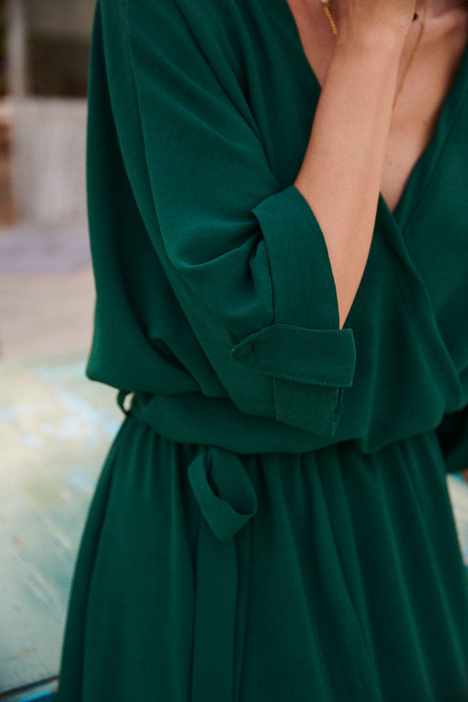 zielona sukienka maxi z wiazaniem Emerald dream